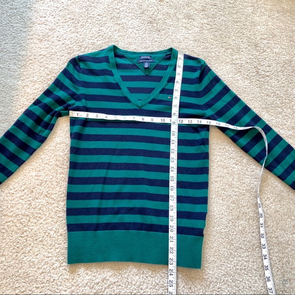 TOMMY HILFIGER Striped V-Neck Sweater—SZ. XS - Picture 5 of 9
